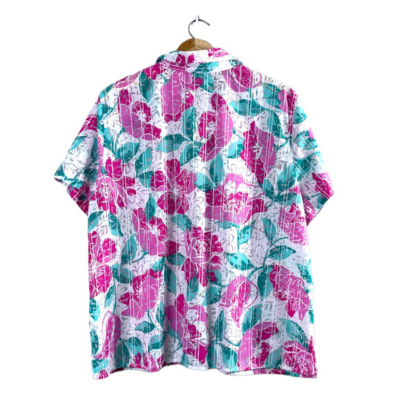 Pink Floral Alfred Dunner Button Front Blouse 18 - Picture 2 of 5